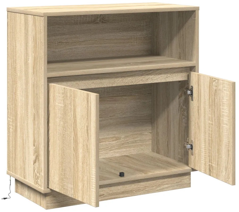 LED-es oldalbordás szekrény Sonoma tölgy 71x34,5x75 cm Műanyag