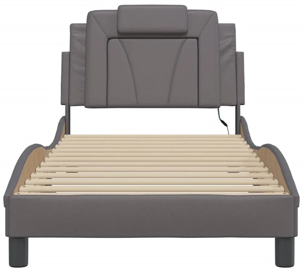 szürke ágykeret Viana LED-ekkel matrac nélkül 90x190 cm