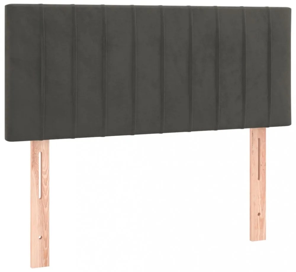 sötétszürke bársony LED-es fejtámla 100x5x78/88 cm