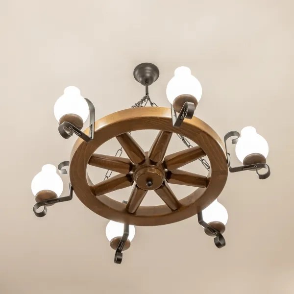 Brilagi - ROATA láncos csillár 6xE14/40W/230V, átmérő 70 cm, bükk/dió