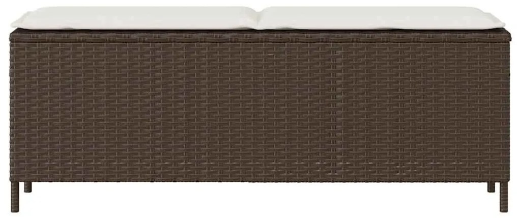 Barna polyrattan kerti pad párnával 110x30x40,5 cm