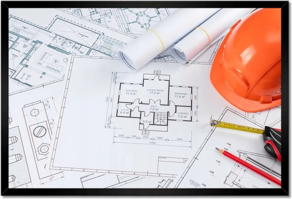 Bekeretezett poszterek 60x40 Építészeti rajz