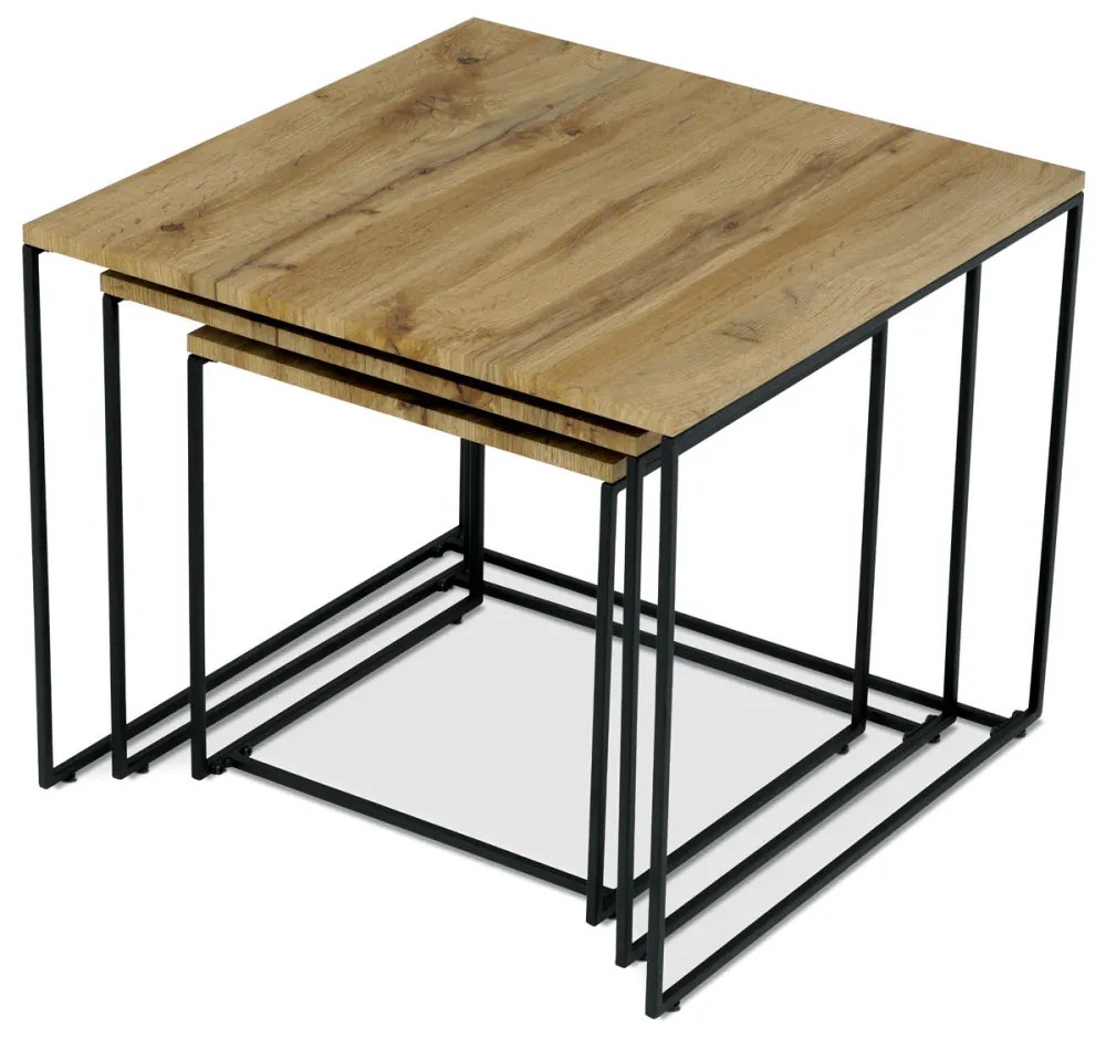 Set de mese de cafea din 3 piese, culoare stejar