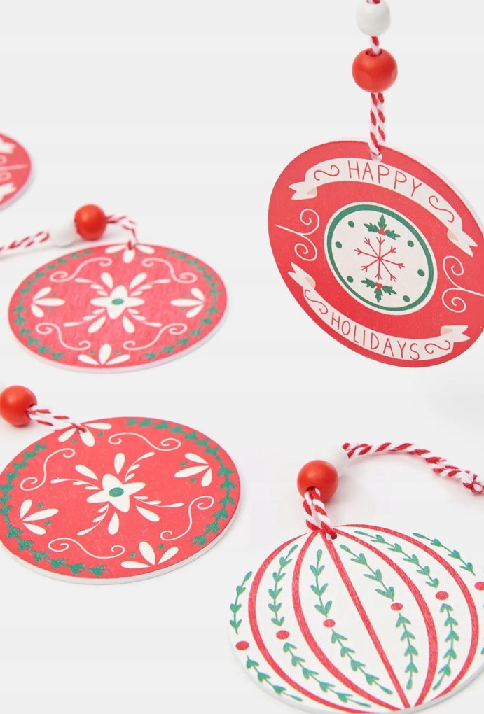 Karácsonyfadíszek Fából Készült medálok, dekorációk, nagy #7cm, 6 db!