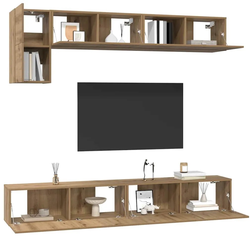 TV szekrény garnitúra 5 pcs kézműves tölgy 100 x 30 x 30 cm