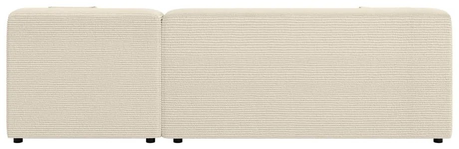 Bézs-krémszínű kordbársony sarokkanapé (jobb oldali-heverő résszel) Martin – Ropez