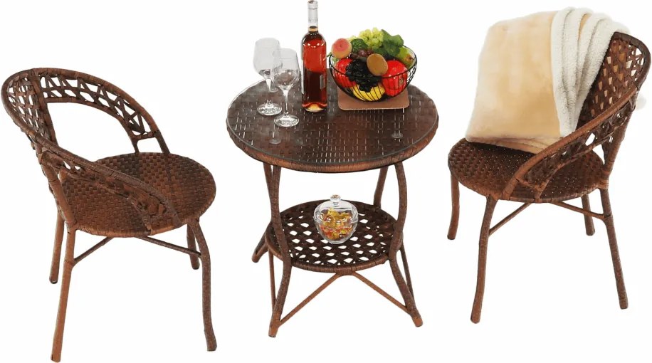 Kerti rattanszett 1+2, barna, JARUB