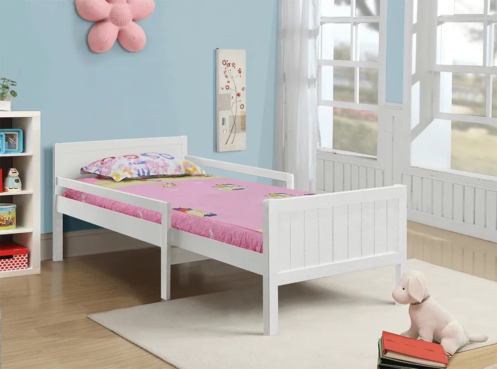 Ágy, állítható hosszúság, fehér, EUNIKA