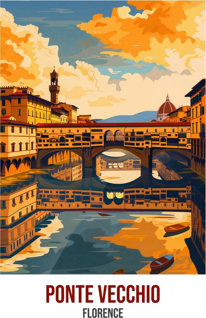 Poszter 39,5x55cm Ponte Vecchio, Florence
