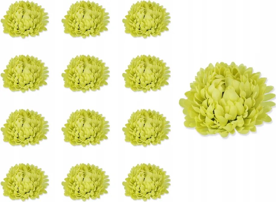Krizantém apró fej zöld 12db-os művirág szett