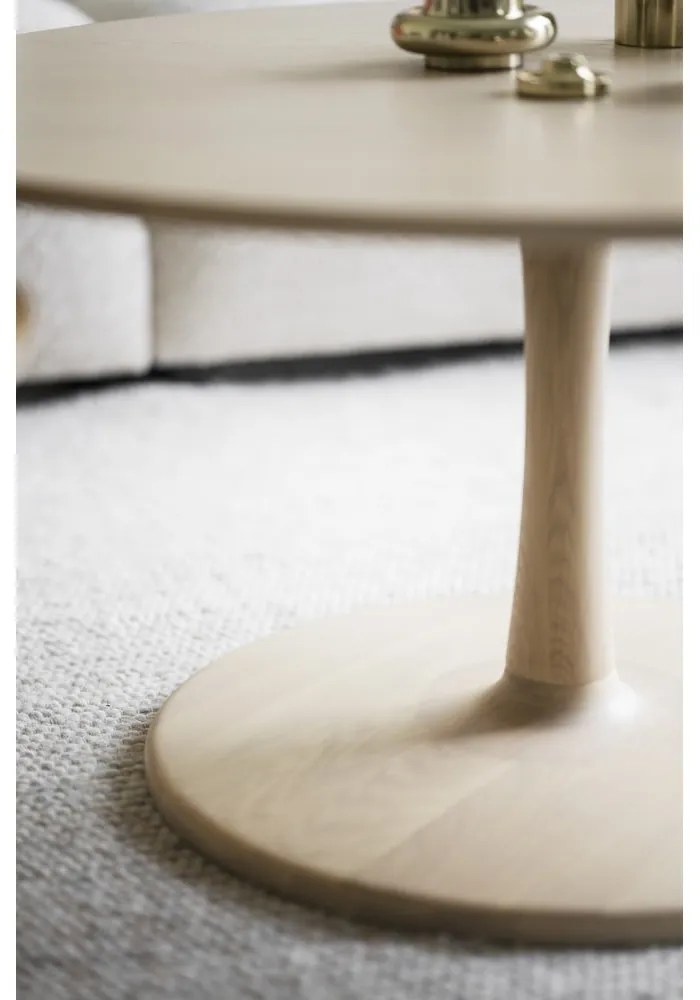 Natúr színű kerek dohányzóasztal tölgyfa dekorral 60x60 cm Hobart – Rowico