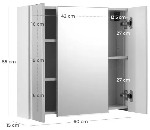 SKY fehér fürdőszobai tükörszekrény