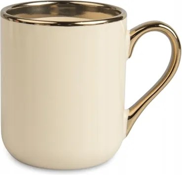 Elegáns Krémszínű Bögre Arany Kerámia Nyéllel 330ML Minták