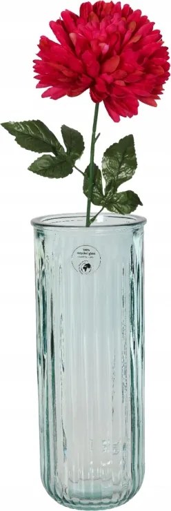 Üveg virágtartó váza 28x11cm Átlátszó világoskék dekoratív