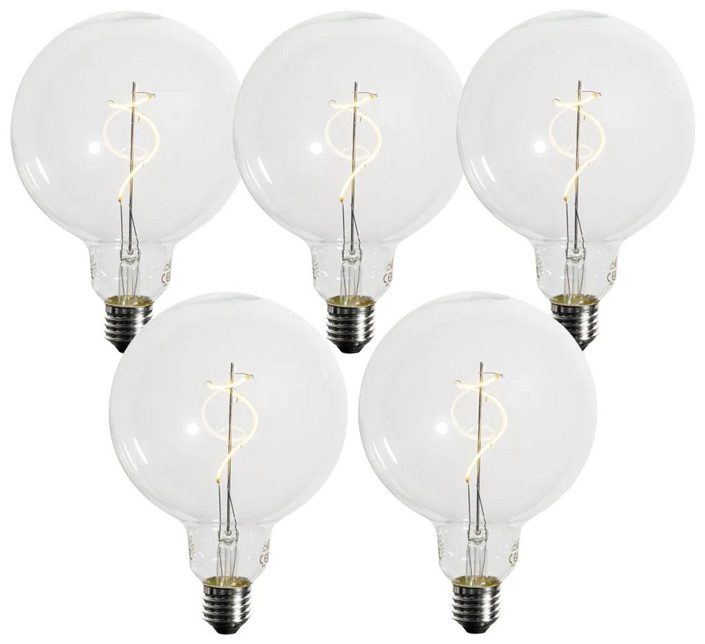 5 darabos E27 szabályozható LED spirál izzószálas izzók G125 4W 270 lm 2700K