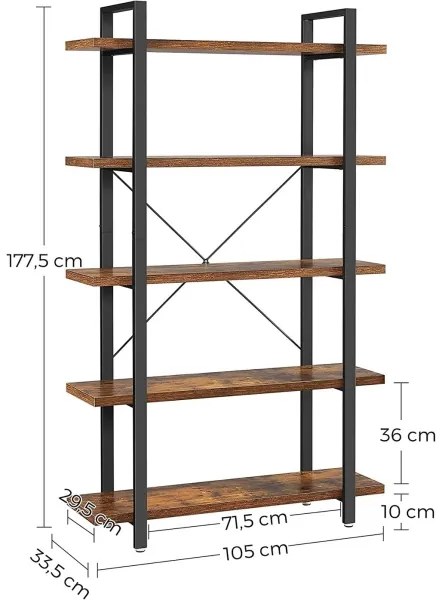 NAVARO könyvszekrény barna/fekete