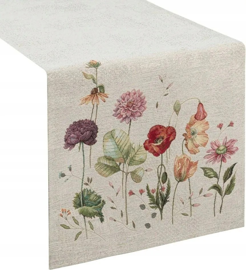 Asztalterítő gobelin 1239/POP 45x140 cm virágok retro népi dekoráció