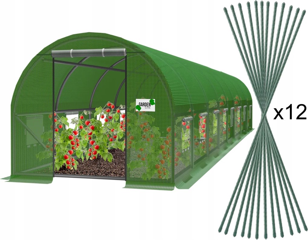 Kerti Alagút Fólia Üvegház 8 x 4 x 2 M 32m2 Zöld 8 Szekcionált