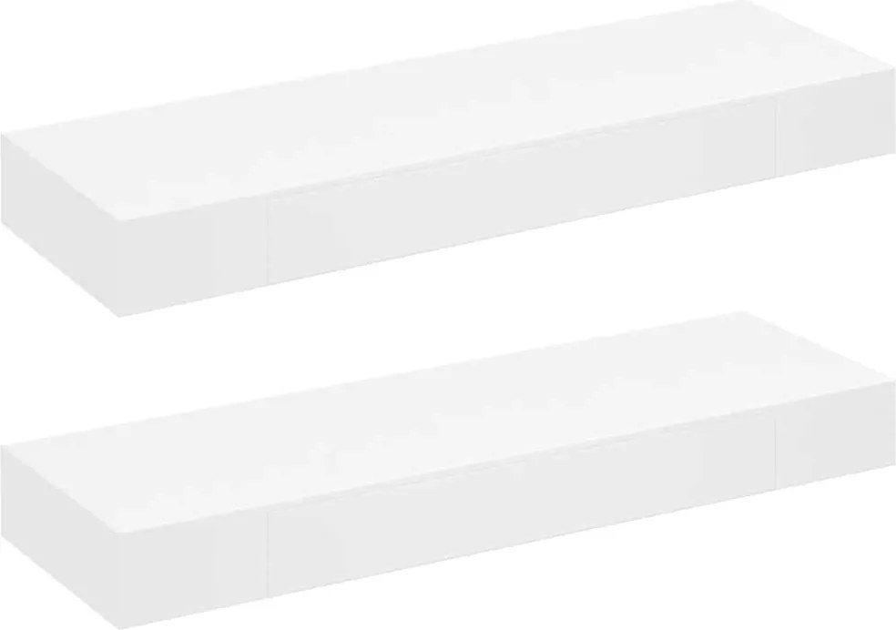 vidaXL 2 db fehér lebegő fali polc fiókkal 80 cm