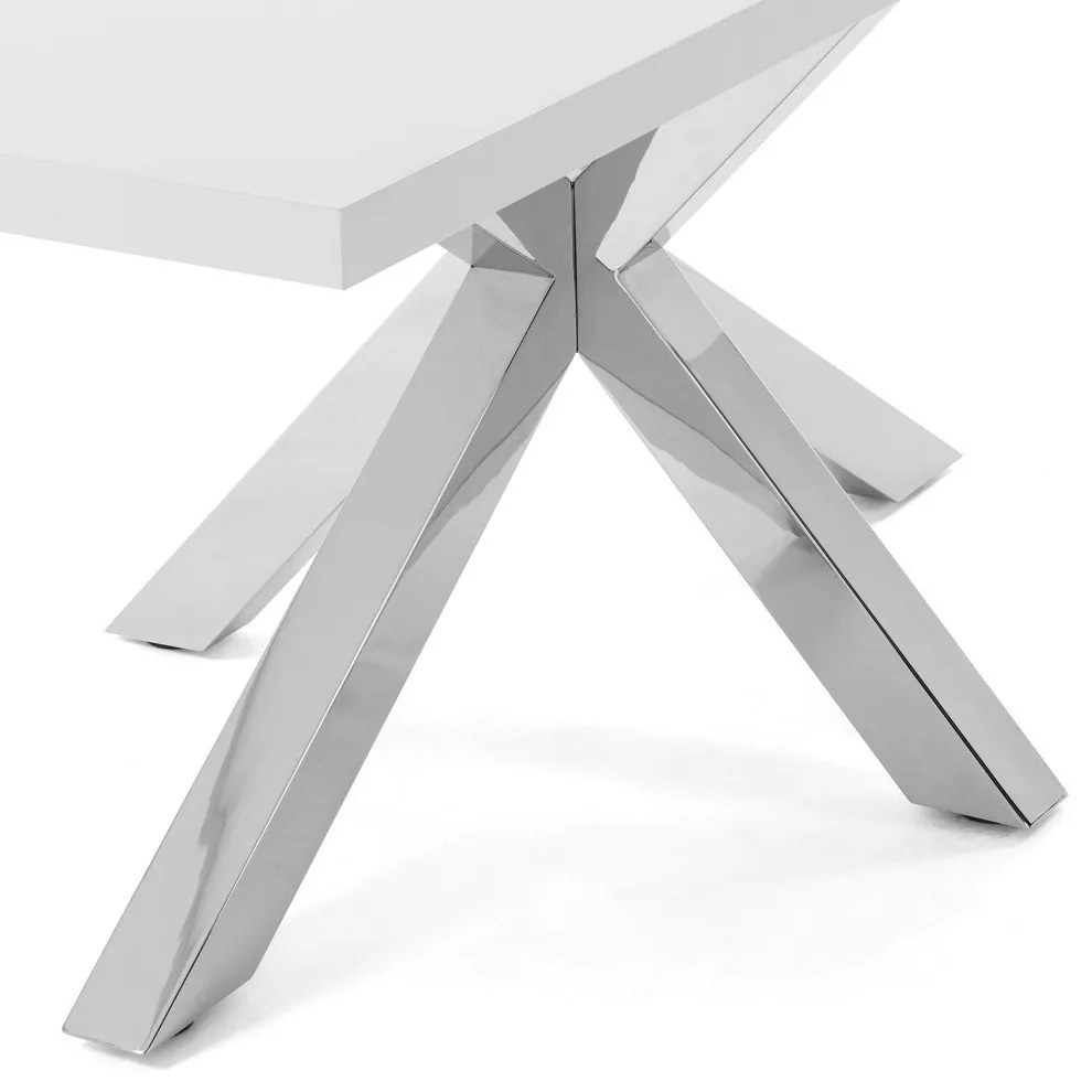 Arya fehér étkezőasztal rozsdamentes acél lábakkal, 160 x 100 cm - Kave Home