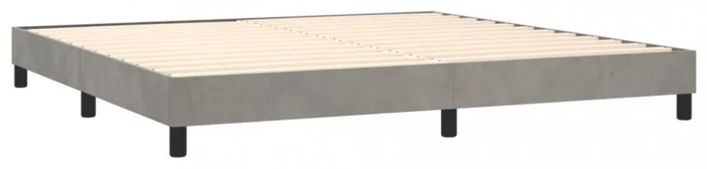 világosszürke bársony rugós és LED-es ágy matraccal 200x200 cm