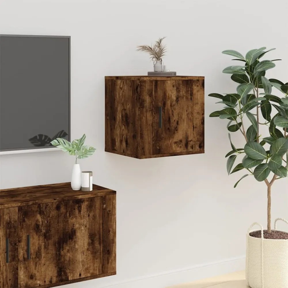 2 db füstös tölgy falra szerelhető TV-szekrény 40x34,5x40 cm
