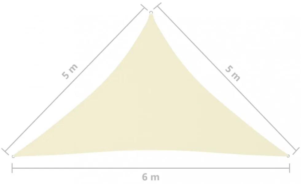 krémszínű háromszögű oxford-szövet napvitorla 5 x 5 x 6 m