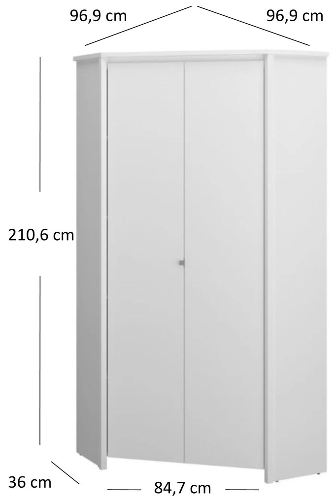 Sarok ruhásszekrény Ethan 2D (fehér). 1052917