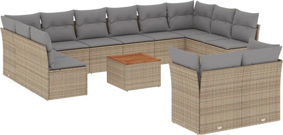 vidaXL 13részes vegyes bézs polyrattan kerti ülőgarnitúra párnákkal