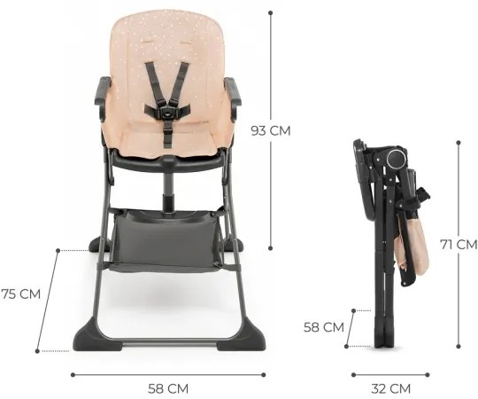 KINDERKRAFT - Gyermek étkezőszék FOLDEE rózsaszín