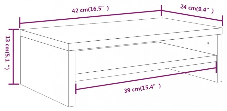szürke sonoma színű szerelt fa monitorállvány 42x24x13 cm