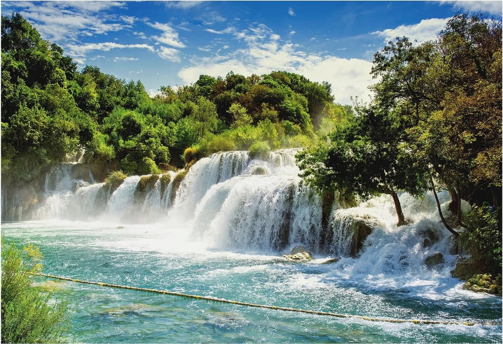 Fotótapéta Fali tapéta a nappaliba Lenyűgöző vízesés 152x104 Ragasztó