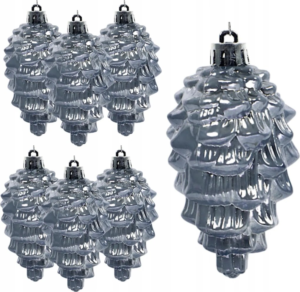 Karácsonyfa gömbök Grafit 9cm Toboz gömb 6 Karácsonyfa gömb díszek