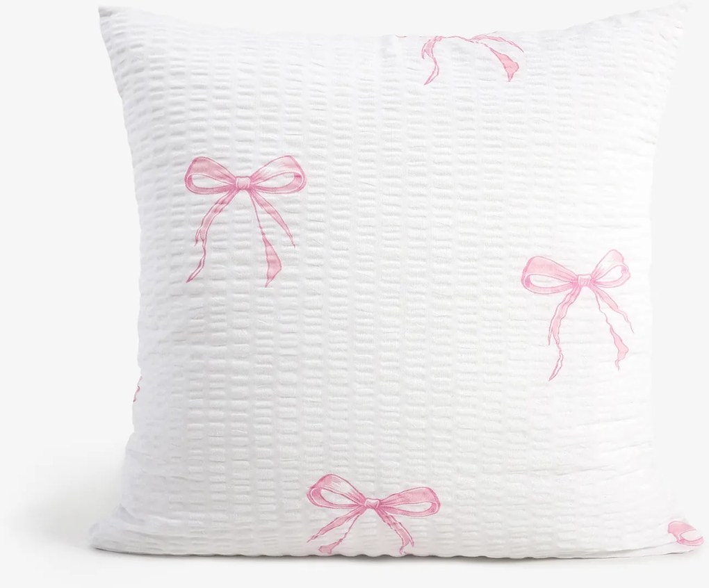 Goldea krepp párnahuzat - rózsaszín masnik 40 x 40 cm