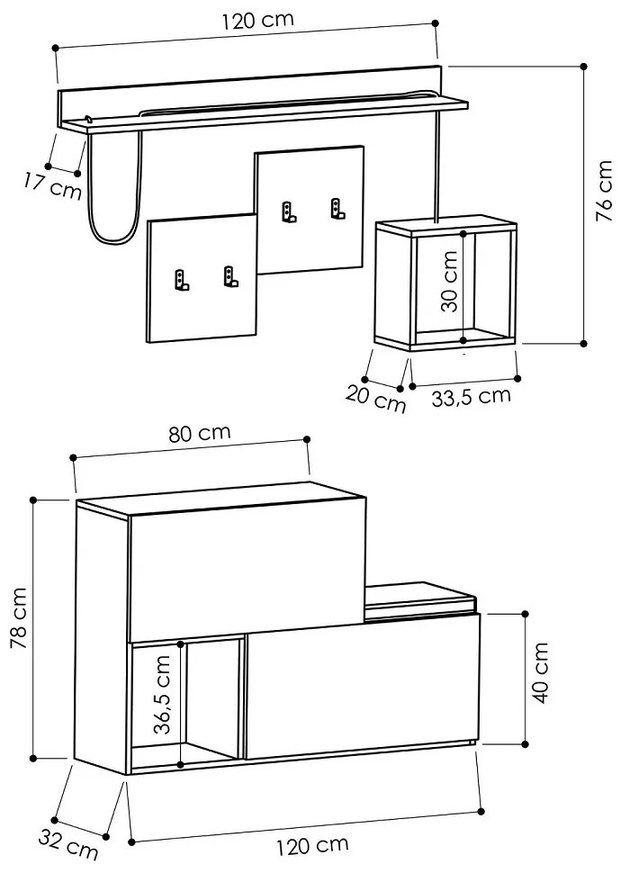 Design előszobafal szett Callia fehér