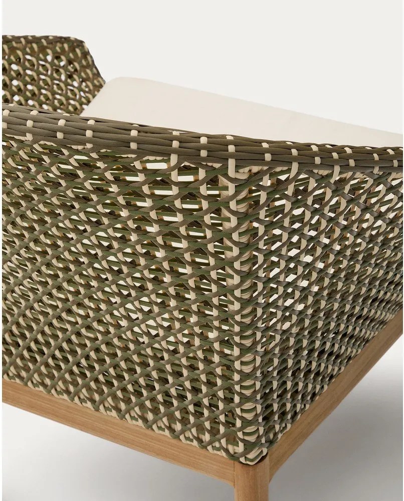 Zöld-natúr színű tömörfa kerti fotel Olbia – Kave Home