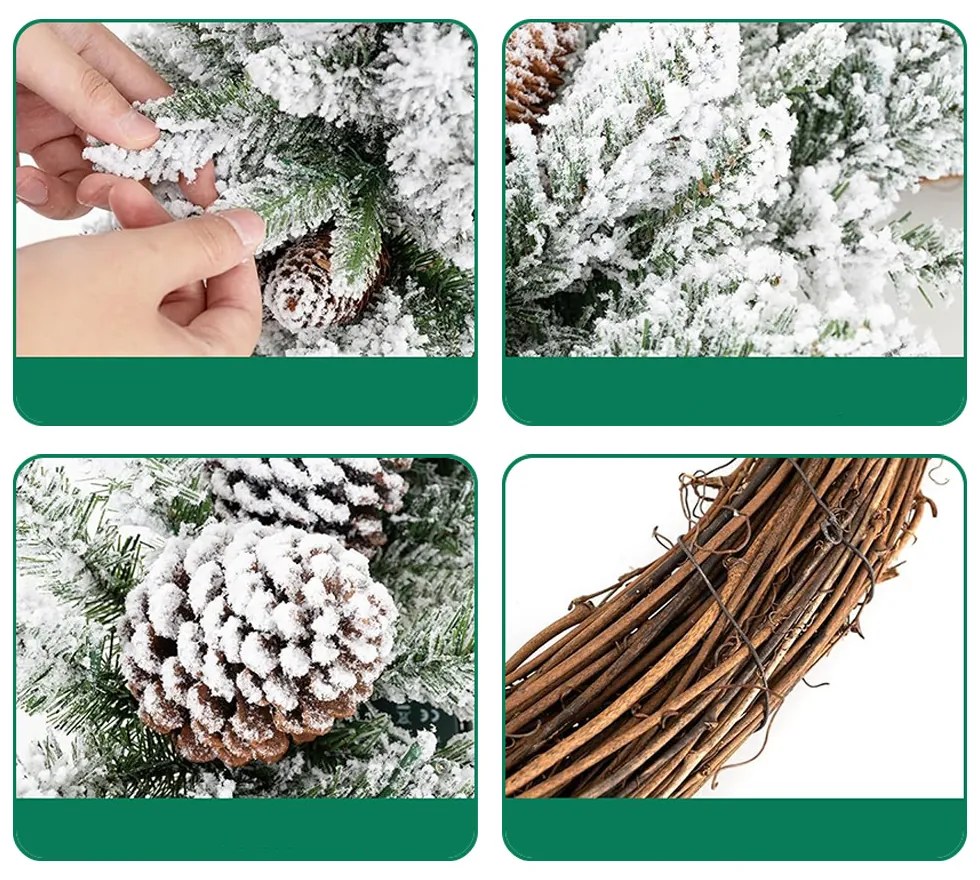 Havas téli koszorú meleg LED-es égővel