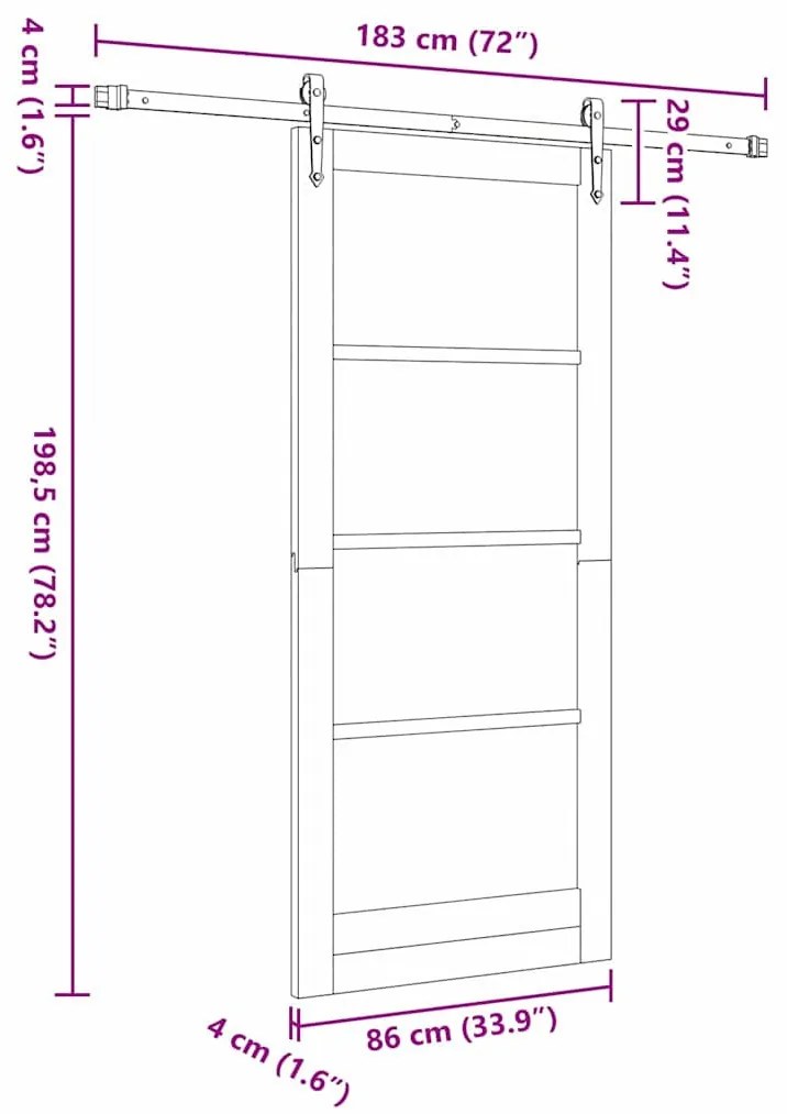 Csúszó ajtó Egyéb ORKDAL Természetes és fekete 86 x 198.5 cm