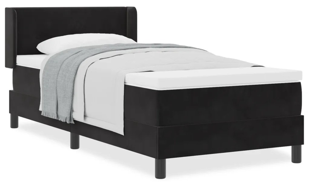 Boxspring Ágy Matracból Fekete 90x190 cm Bársonyos
