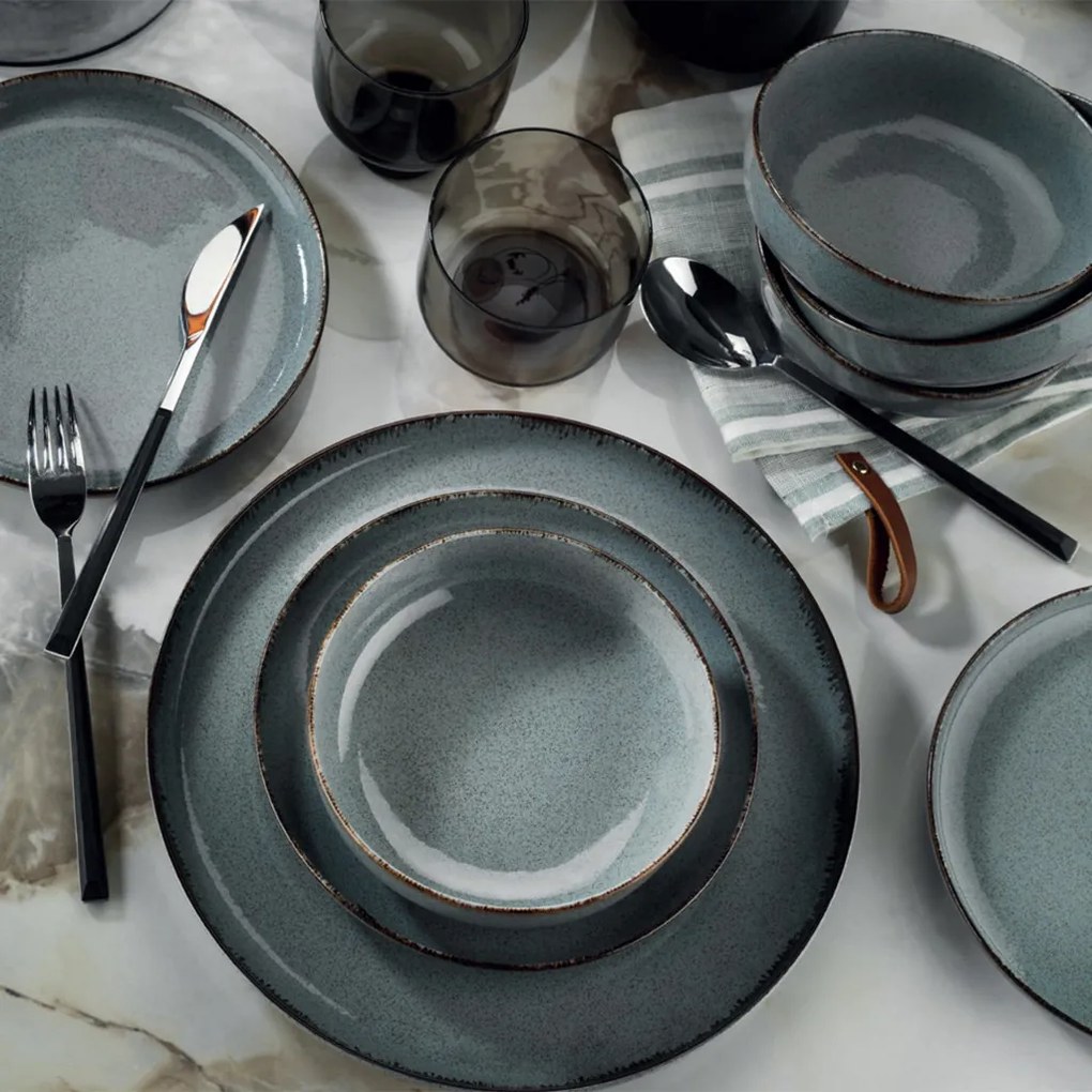 18 részes porcelán étkészlet kék
