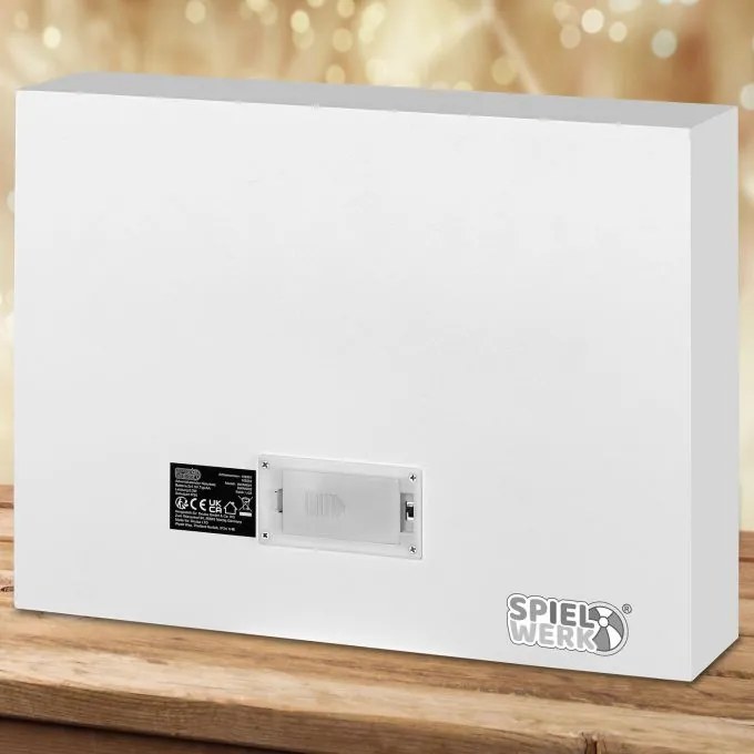 SANTA CLAUS fa adventi naptár világítással, 35x6x27cm, fehér/barna Spielwerk