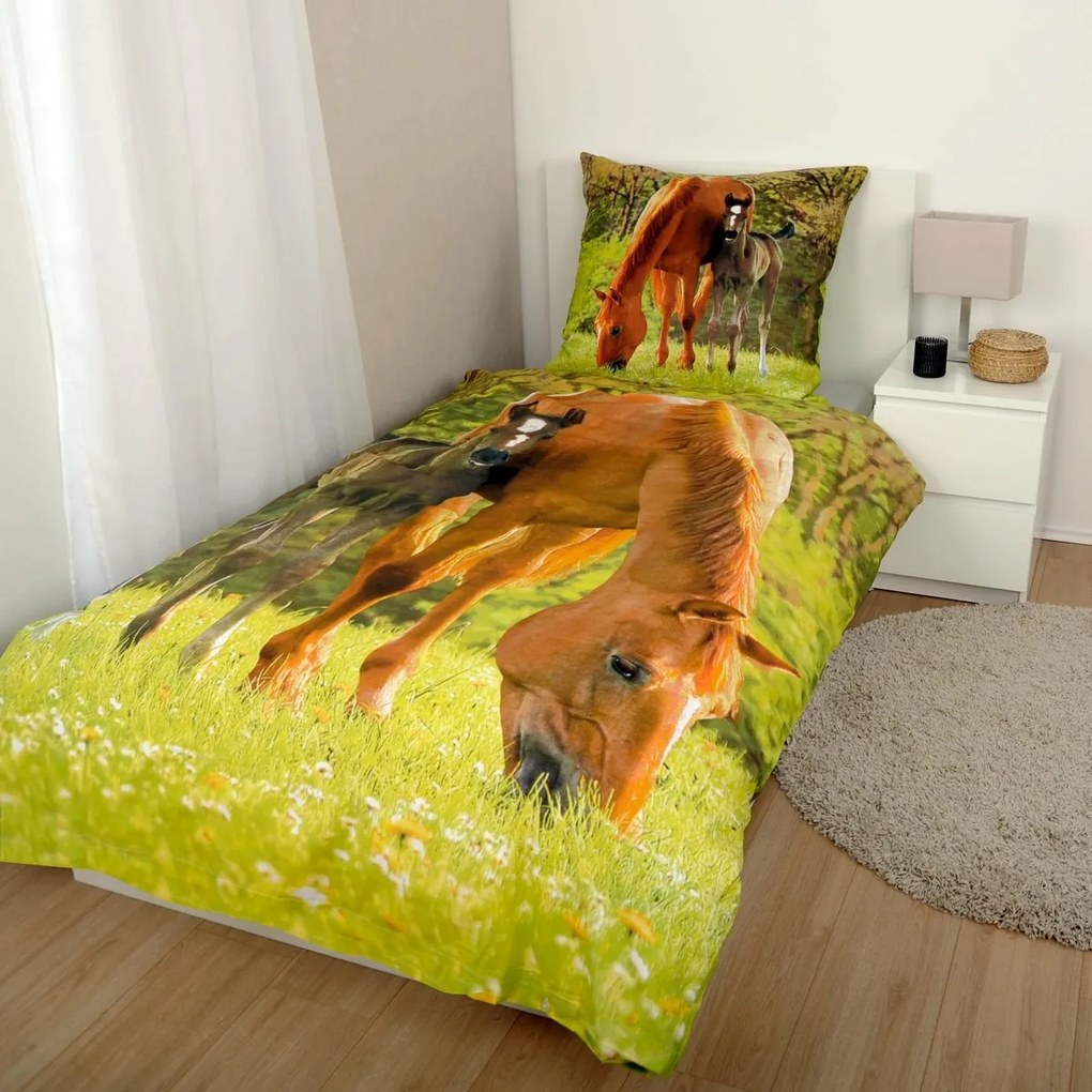 Herding Gyermek pamut ágynemű Horse , 135 x 200cm, 80 x 80 cm