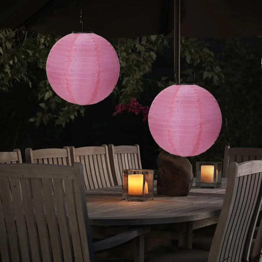 Nagyméretű Napelemes Party LED Lampion, 28 cm, lila, 1 db