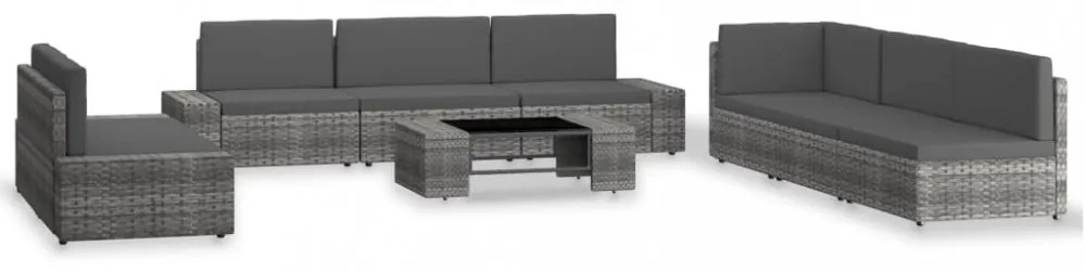 9 részes szürke polyrattan kerti ülőgarnitúra