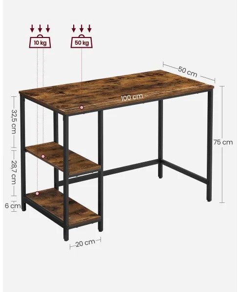 Íróasztal SOLEA – barna/fekete