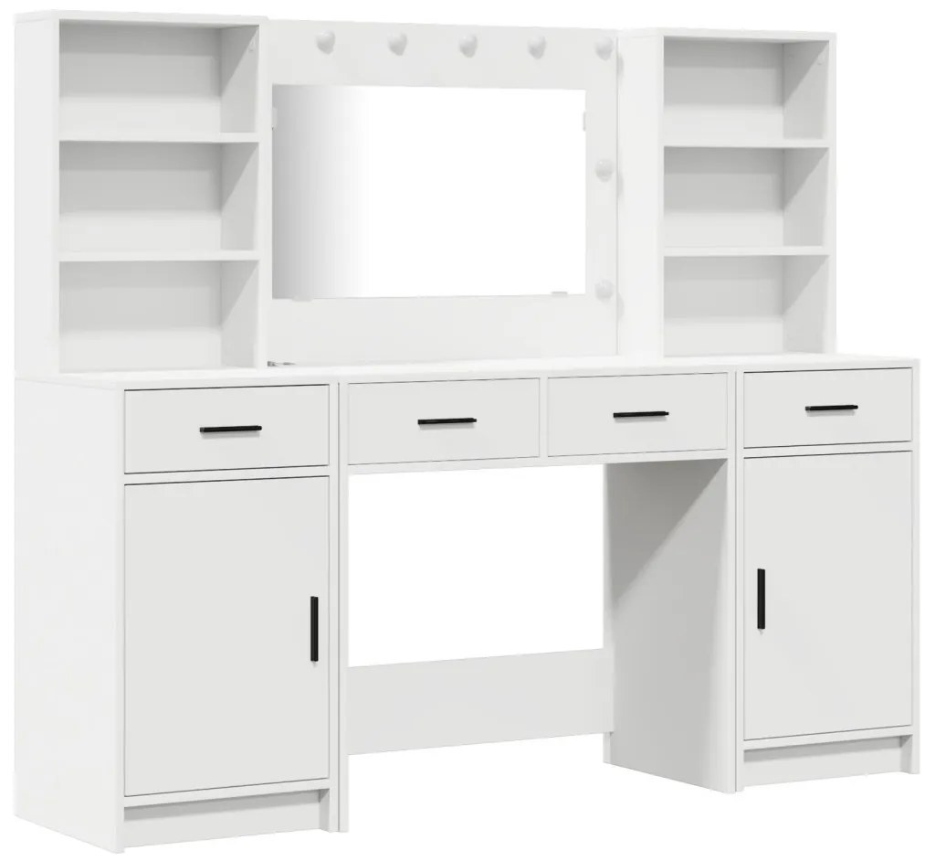 Sminkasztal Készlet 3 pcs Fehér 78.5 x 41 x 135 cm Faanyag