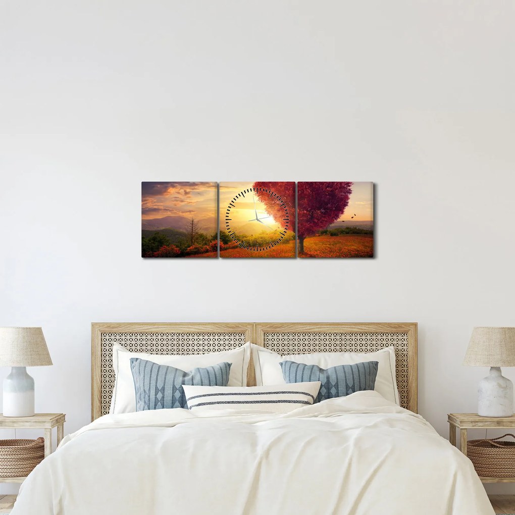 A szív alakú fa képe (órával) (90x30 cm)
