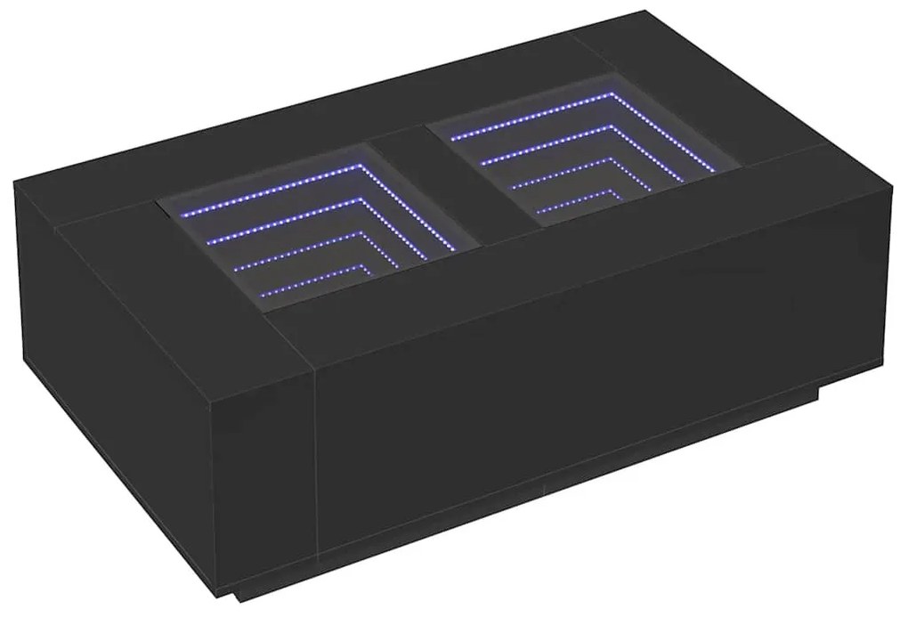 Fekete végtelen hatású LED-es dohányzóasztal 116 x 69 x 40 cm