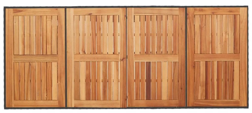 fekete polyrattan kerti asztal akácfa lappal 190 x 80 x 75 cm