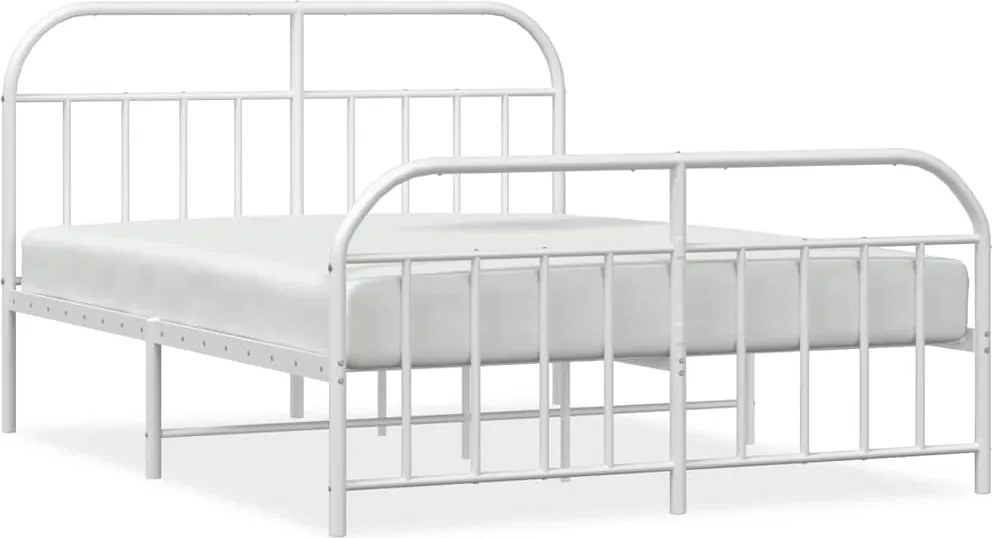 vidaXL fehér fém ágykeret fej- és lábtámlával 135x190 cm
